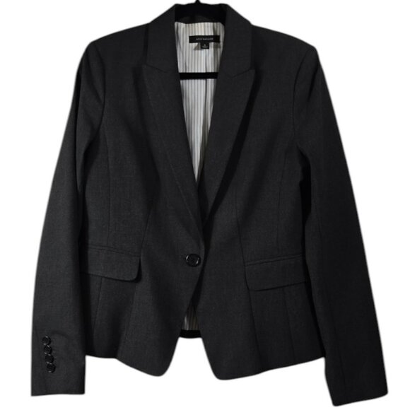 Ann Taylor Size 6 Blazer Dark Gray Lined Detailed Stitching - Picture 1 of 7
